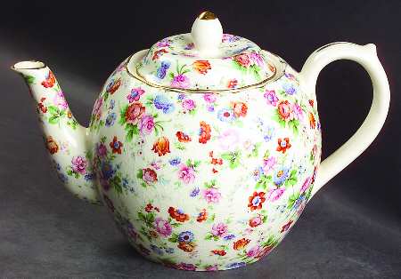 DORSET (CHEERY CHINTZ, GOLD TRIM) Teapot & Lid