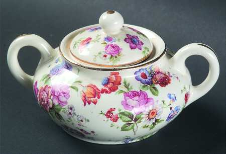 DORSET (CHEERY CHINTZ, GOLD TRIM) Individual Sugar Bowl & Lid