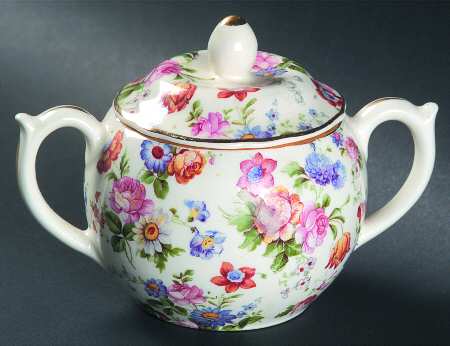 DORSET (CHEERY CHINTZ, GOLD TRIM) Mini Sugar Bowl & Lid