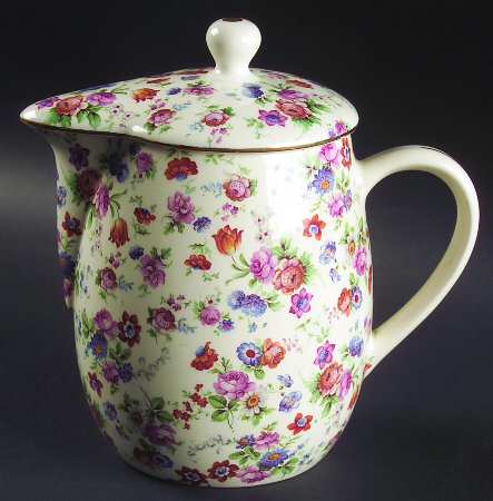 DORSET (CHEERY CHINTZ, GOLD TRIM) 36 Oz Pitcher with Lid