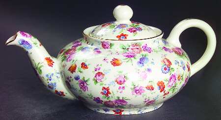 DORSET (CHEERY CHINTZ, GOLD TRIM) Mini Teapot & Lid