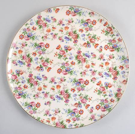 DORSET (CHEERY CHINTZ, GOLD TRIM) Cake Plate