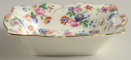 DORSET (CHEERY CHINTZ, GOLD TRIM) Nut Dish