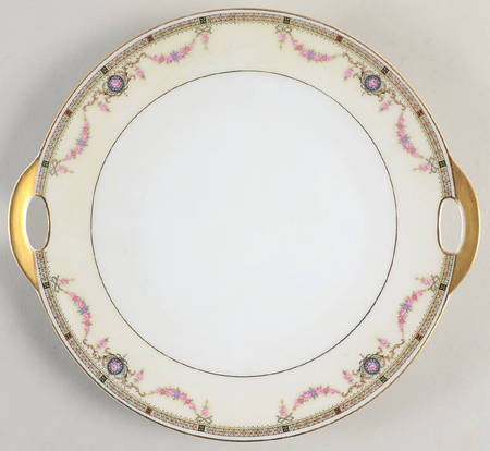 EAM3 (CREAM RIM) Handled Cake Plate
