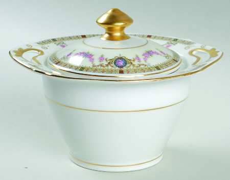 EAM3 (CREAM RIM) Sugar Bowl & Lid