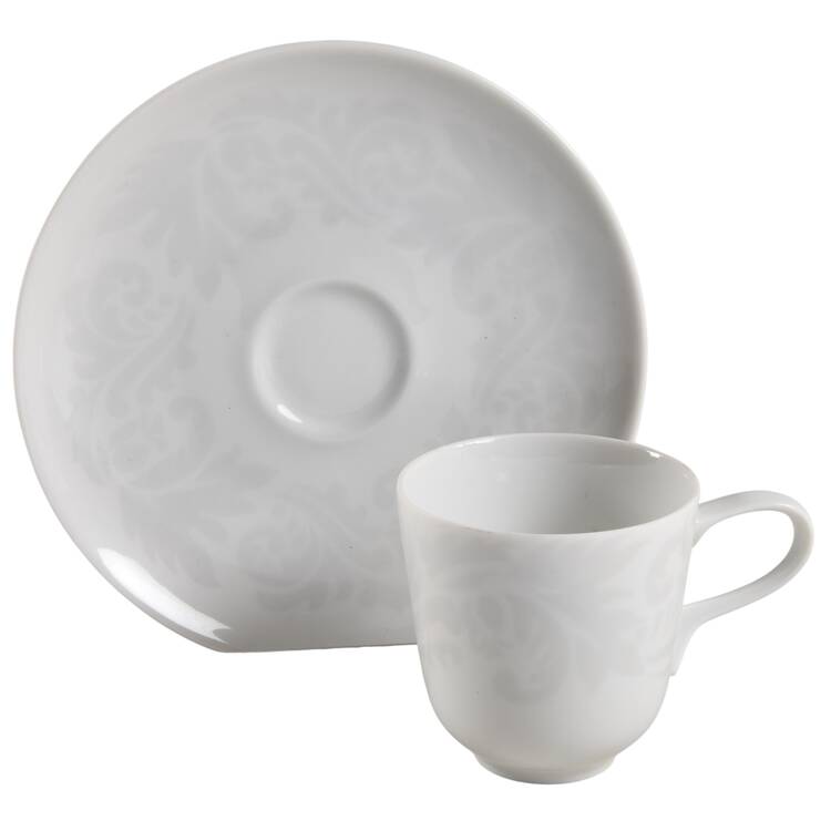 Damask Flat Demitasse Cup & Saucer Set