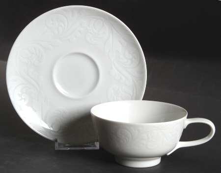 Double Damask Flat Cup & Saucer Set