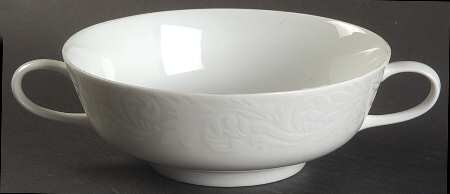 Double Damask Footed Cream Soup Bowl