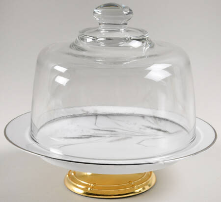 Kora 6 1/2"-7 1/2" Footed Cheese Plate w/ Glass Dome HC