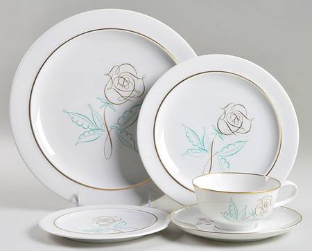 Spencerian Rose 5 Piece Place Setting