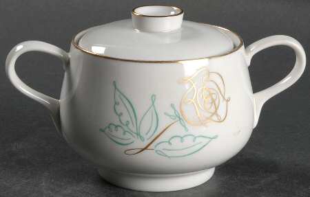 Spencerian Rose Sugar Bowl & Lid