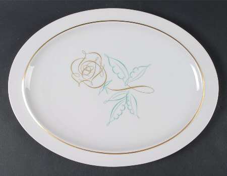 Spencerian Rose 12" Oval Serving Platter
