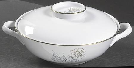 Spencerian Rose Round Covered Vegetable