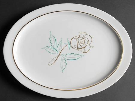 Spencerian Rose 14" Oval Serving Platter