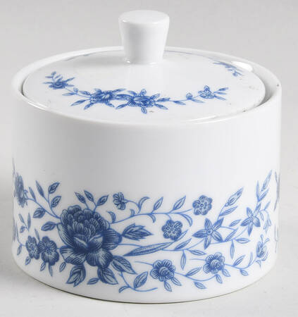Blue Brocade Sugar Bowl & Lid