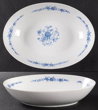 Blue Brocade 10" Oval Vegetable Bowl