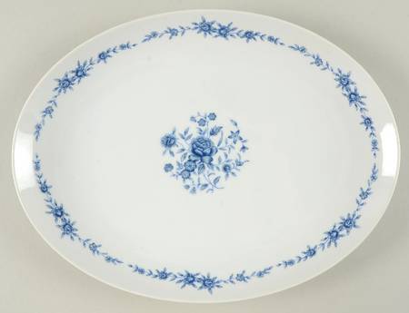 Blue Brocade 12" Oval Serving Platter