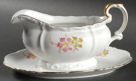 Autumn Leaves Gravy Boat with Attached Underplate