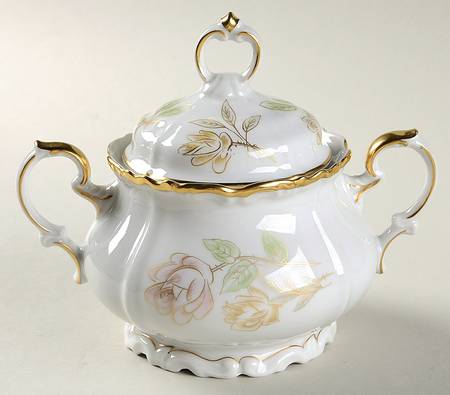 Bridal Rose Sugar Bowl & Lid