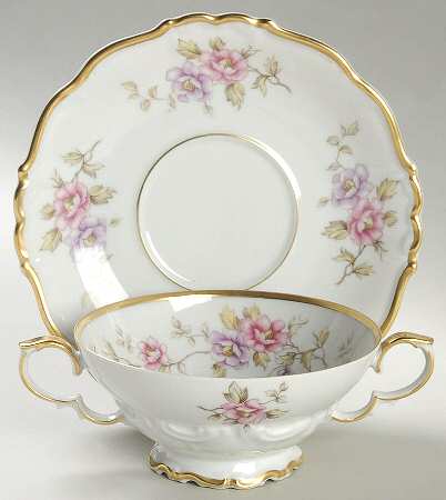 Delphine Footed Cream Soup Bowl & Saucer Set