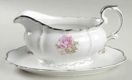 Empire Rose Gravy Boat with Attached Underplate