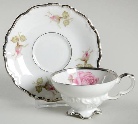 Empire Rose Footed Demitasse Cup & Saucer Set