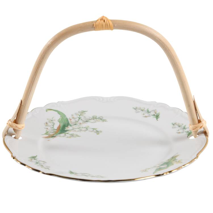 Lily of The Valley 5 3/8"-5 5/8" Bamboo Handled Serving Plate  HC