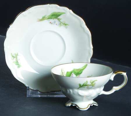 Lily of The Valley Footed Demitasse Cup & Saucer Set
