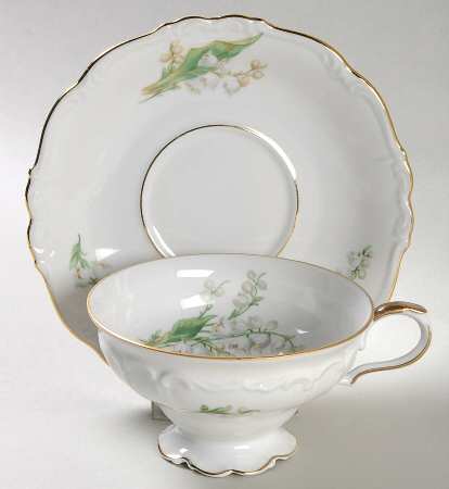 Lily of The Valley Footed Cup & Saucer Set