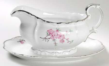Madam Butterfly Gravy Boat with Attached Underplate