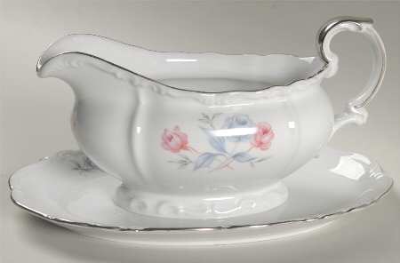 Monaco Rose Gravy Boat with Attached Underplate