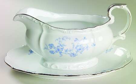Ocean Blue Gravy Boat with Attached Underplate