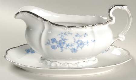 Ocean Blue Gravy Boat with Attached Underplate