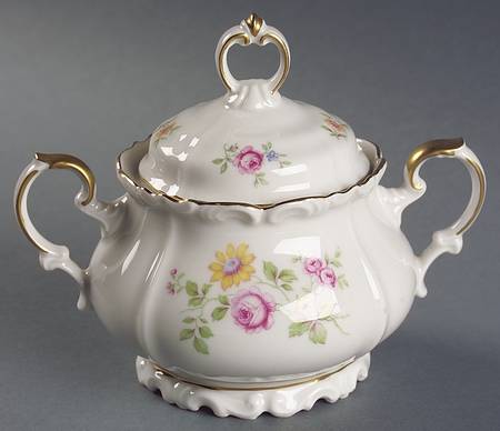 Queen's Rose (Whitebckgd) Sugar Bowl & Lid