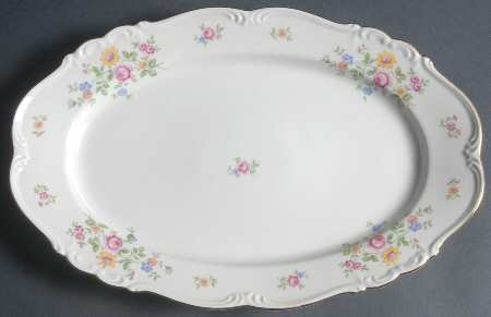 Queen's Rose (Whitebckgd) 13" Oval Serving Platter