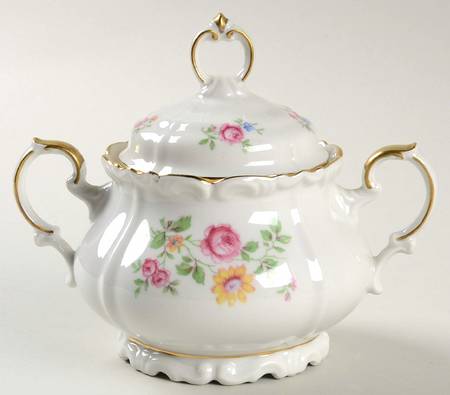 Queen's Rose (Cream Background) Sugar Bowl & Lid