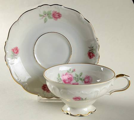 Three Roses Footed Cup & Saucer Set