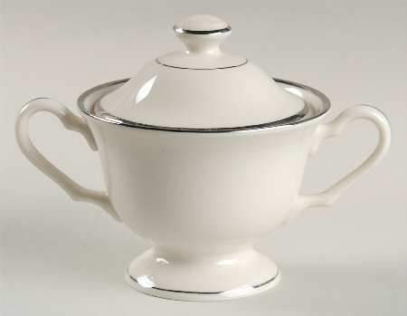 Classic Off White (Platinum Trim) Sugar Bowl & Lid