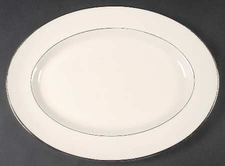Classic Off White (Platinum Trim) 12" Oval Serving Platter