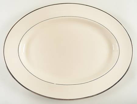Classic Off White (Platinum Trim) 15" Oval Serving Platter