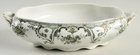 Keswick (Green, Gold Accent) Oval Vegetable No Lid
