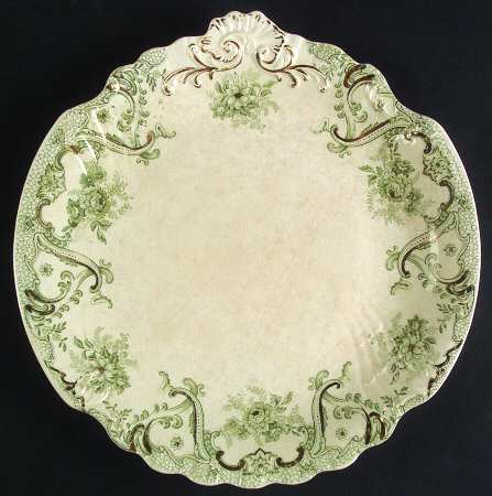 Keswick (Green, Gold Accent) Cake Plate