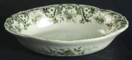 Keswick (Green, Gold Accent) Oval Fruit/Dessert Bowl