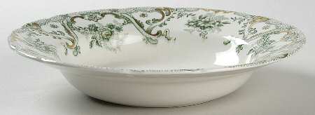 Keswick (Green, Gold Accent) Large Rim Soup Bowl