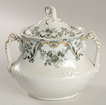Keswick (Green, Gold Accent) Sugar Bowl & Lid