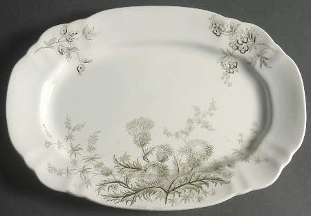 Thistle (Green Gray) 14" Oval Serving Platter