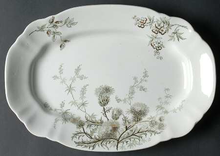 Thistle (Green Gray) 12" Oval Serving Platter