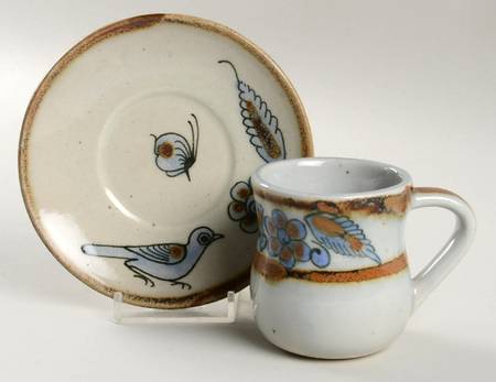 El Palomar Blue Flat Demitasse Cup & Saucer Set