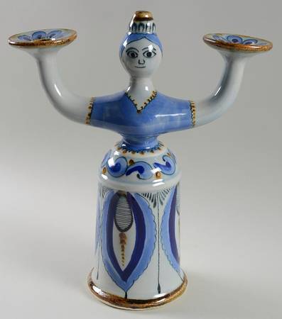 El Palomar Blue Double Light Figural Candleholder
