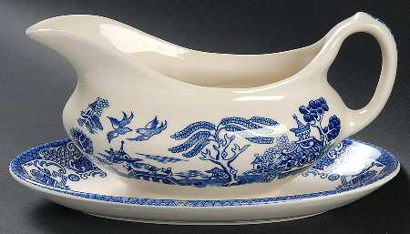 Blue Willow Gravy Boat & Underplate